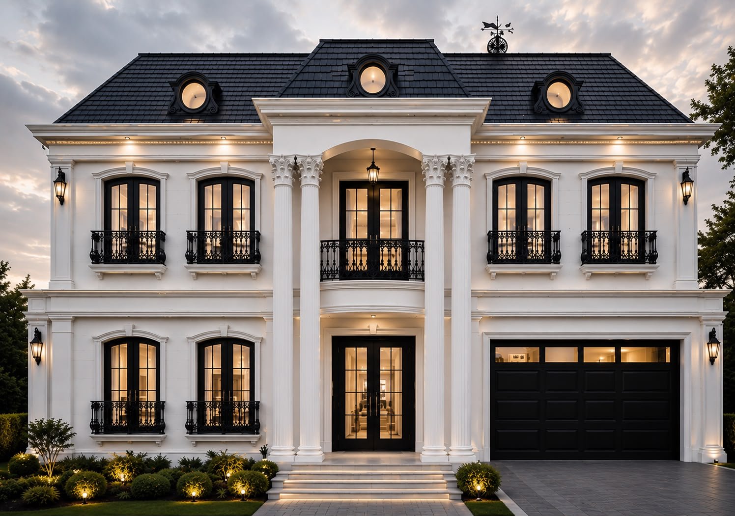 Modern luxury residential home facade with expansive glass windows